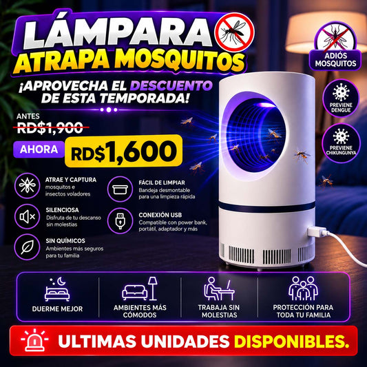 🦟 Lámpara Atrapa Mosquitos UV. Duerme Tranquilo, Sin Mosquitos